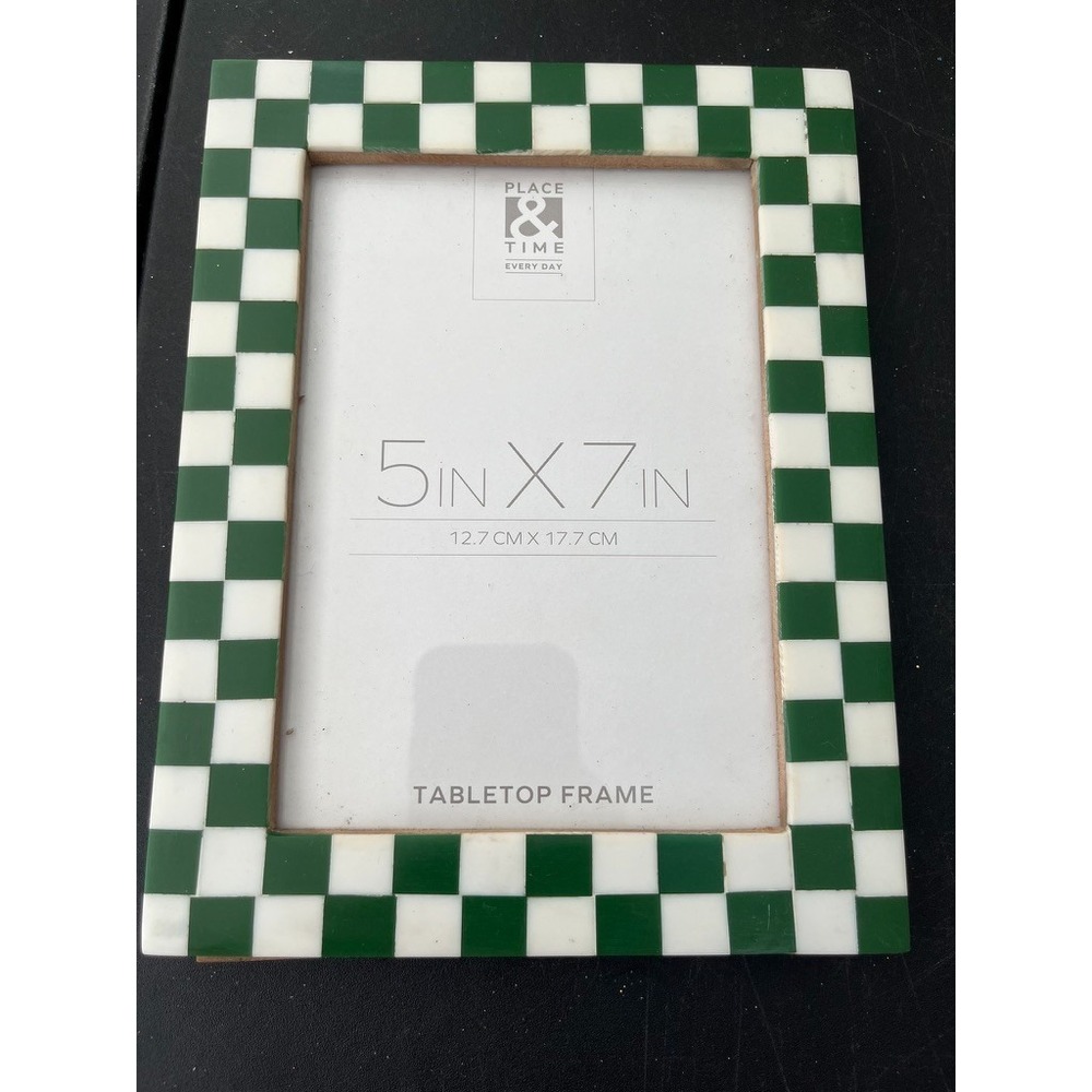 Green Checkboard Pattern 5x7 Faux Marble Christmas Modern Table Gift Chic